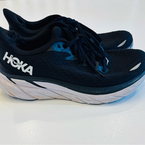 Hoka Clifton 8 Black and White Athletic Sneakers size 6.5 - Picture 12 of 12